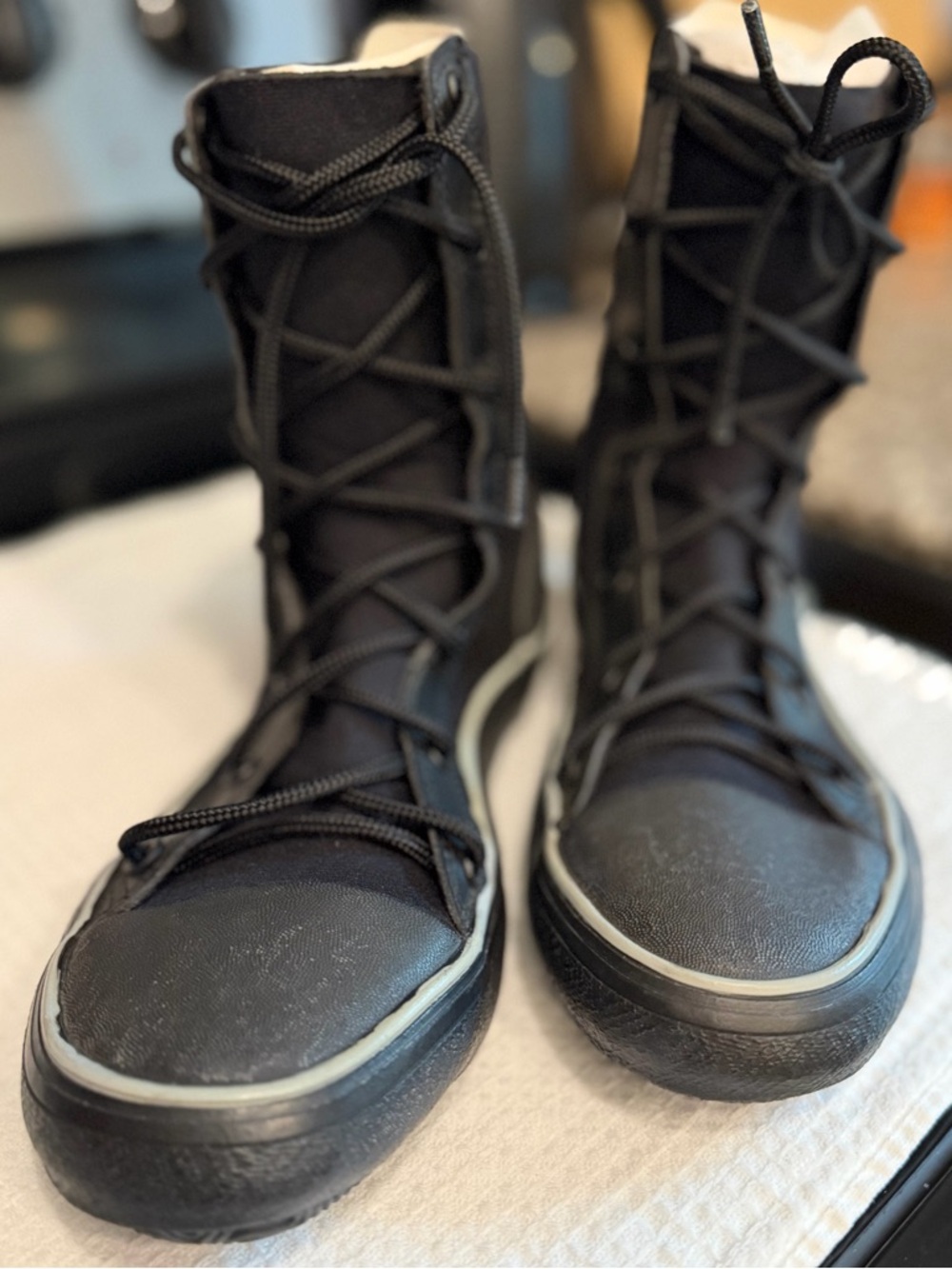 O'Neill Black High-Top Lace-Up Sneakers with White Trim